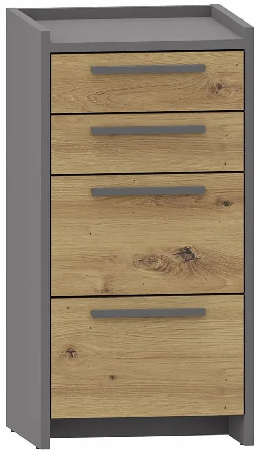 Nowoczesna komoda z 4 szufladami dąb artisan + antracyt G6-C54
