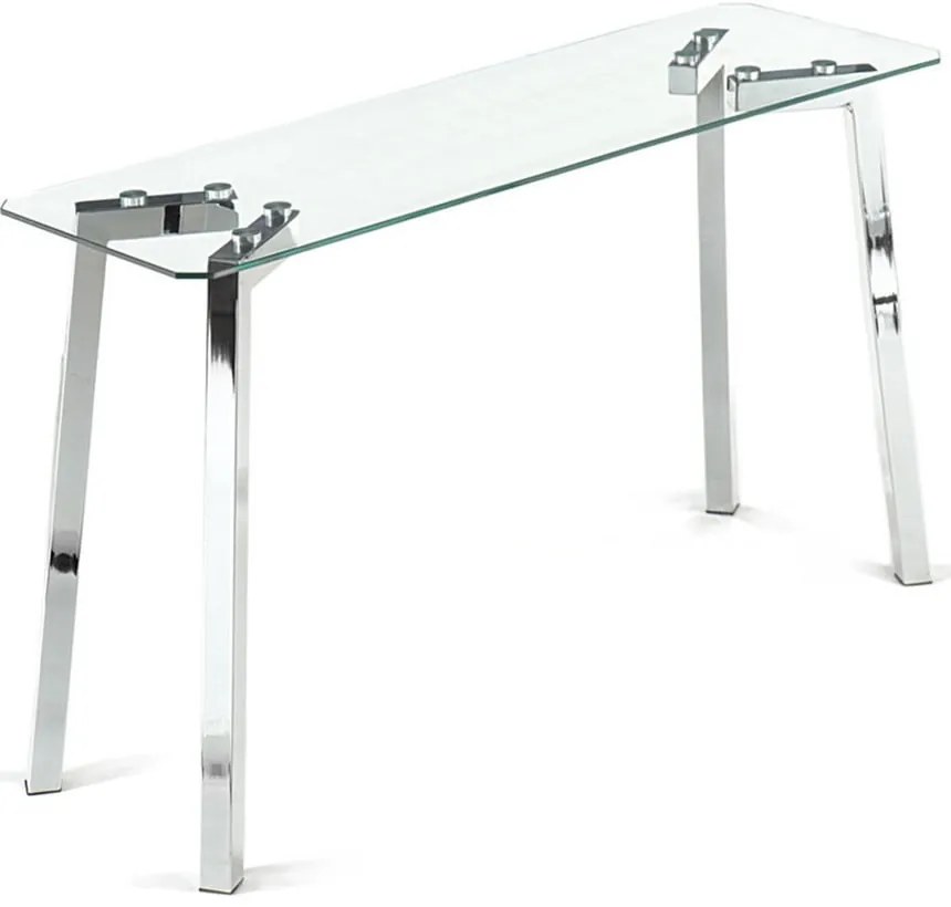Srebrna konsola ze szklanym blatem 40x125 cm Kirk – Tomasucci