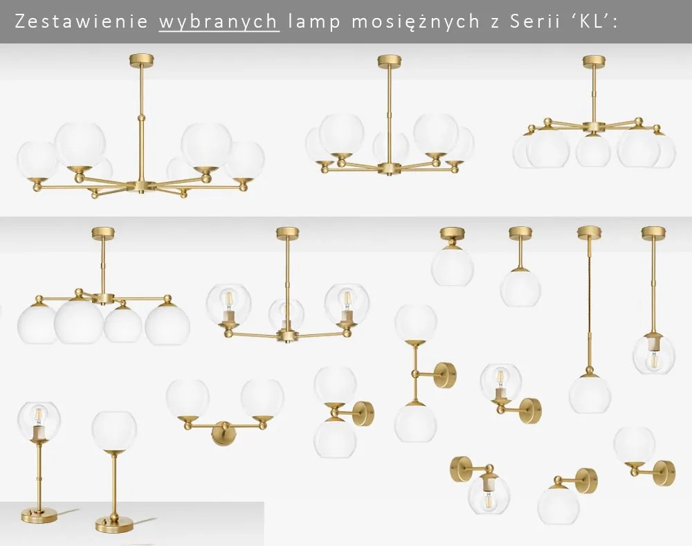Złota lampa wisząca z białą kulą KLM-S1