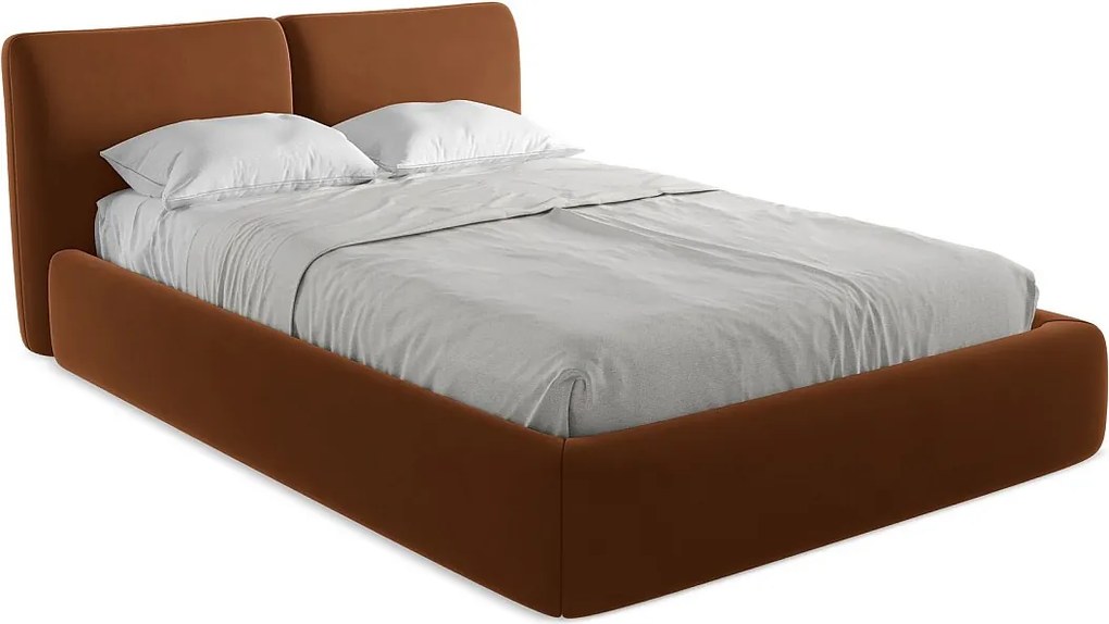Łóżko 160 x 228 - z weluru - terakota - HOKU