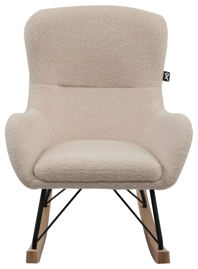 Beżowy dziecięcy fotel bujany z materiału bouclé Rocky – Vipack
