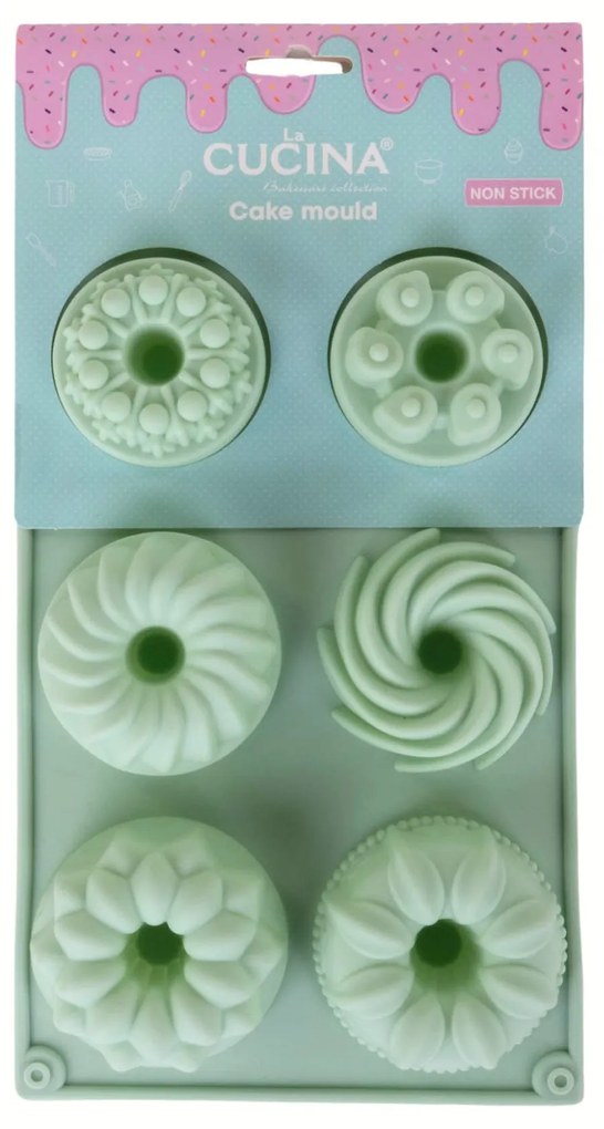 Zielona silikonowa forma na muffiny, 27 x 17 cm