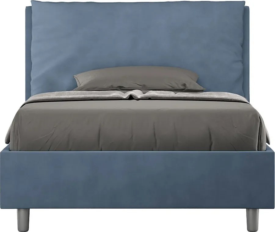 Łóżko bez stelaża tapicerowane 120x200 microfibra niebieski Antea Large