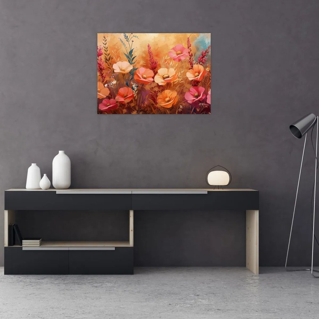 Obraz - Kwiaty łąkowe, malarstwo (70x50 cm)