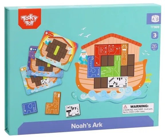 Tooky toy układanka magnetyczna montessori logiczna puzzle tetris arka noego 26 el.
