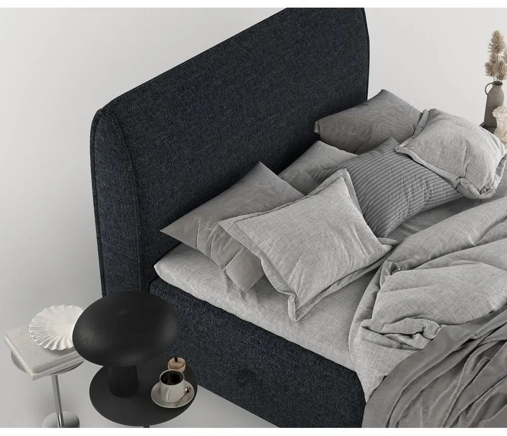 Czarne łóżko boxspring ze schowkiem 160x200 cm Melba – Maison de Rêve