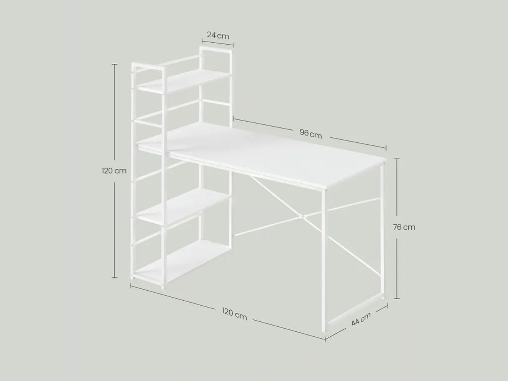 Biurko MAX 4.0 z regałem 120x44 cm, białe