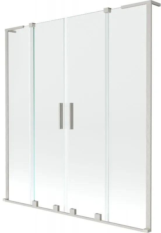 Mexen Velar L Duo parawan nawannowy 2-skrzydłowy rozsuwany 150 x 150 cm, transparent, nikiel szczotkowany - 896-150-003-02-97