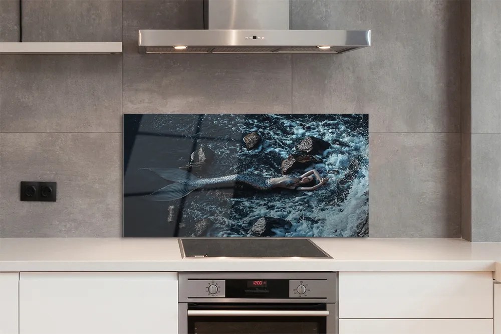 Szkło do Kuchni na Ścianę Syrena w Morskiej Otchłani