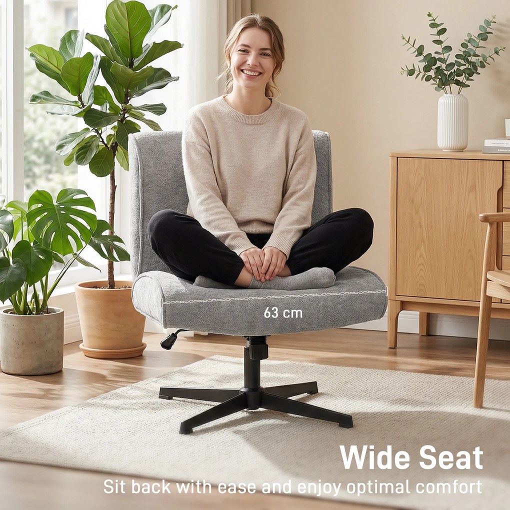 HOMCOM Obrotowy Fotel Akcentowy, Tapicerowany Fotel Lounge z Regulacją Wysokości do Salonu, Biura, Szary | Aosom PL