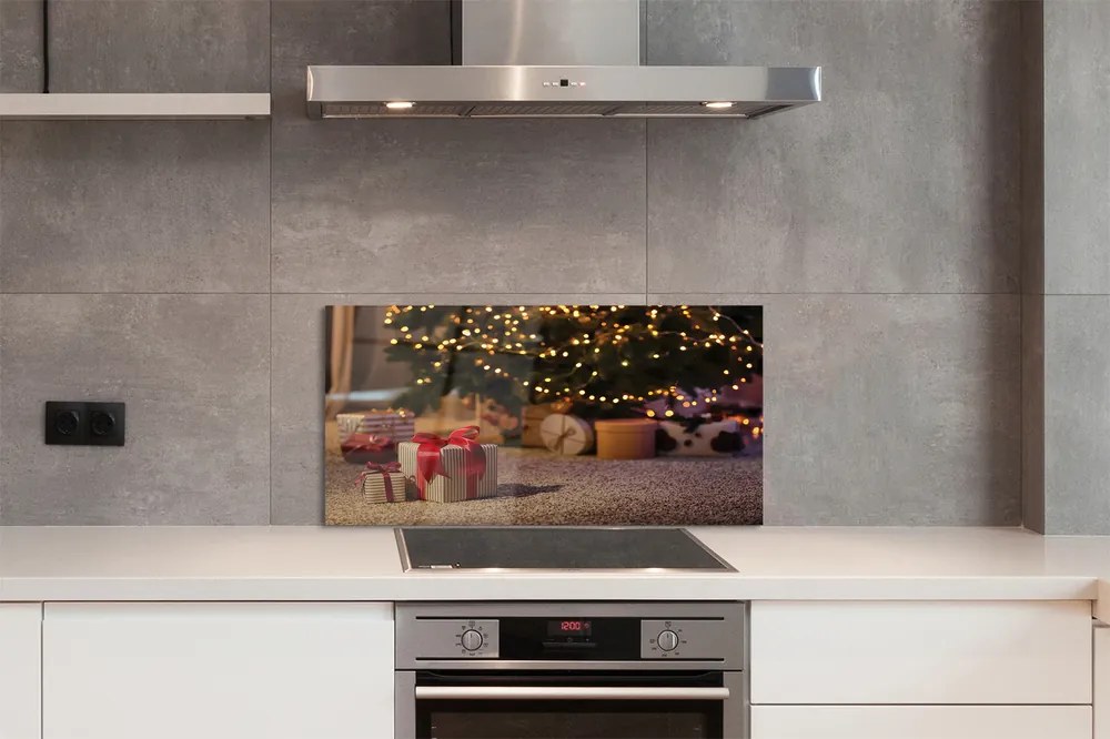 Szklany Panel Bożonarodzeniowe Prezenty pod Choinką