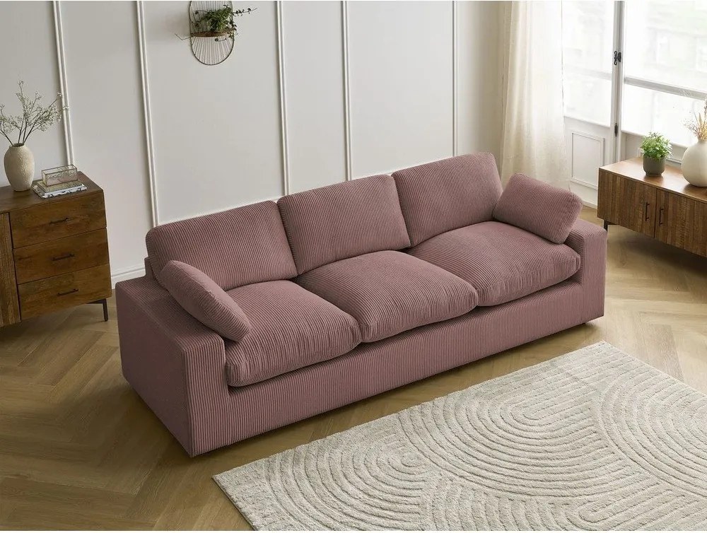 Różowa sztruksowa sofa 250 cm Belair – Bobochic Paris