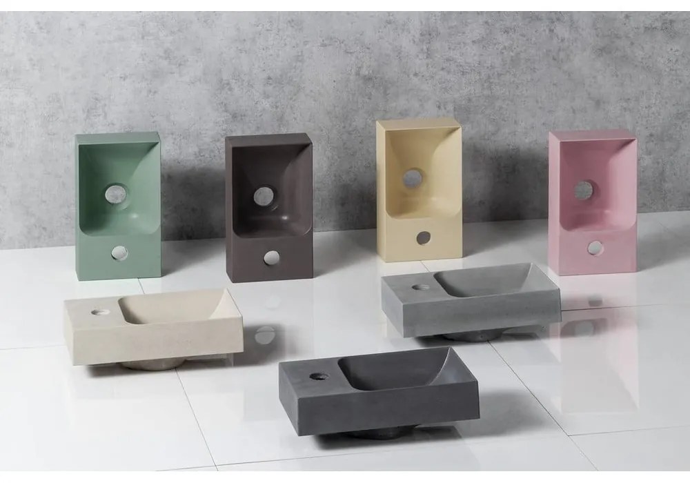 Kremowa betonowa umywalka 31x17 cm Piccolino – Sapho