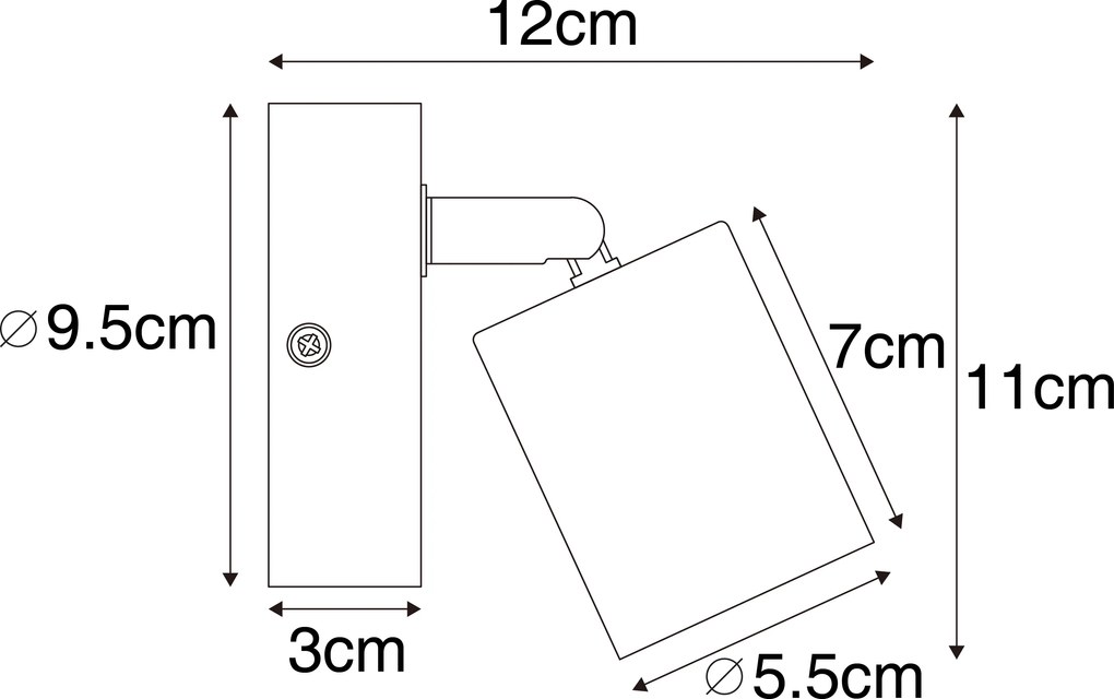 Industrialny reflektor czarny z drewnem, regulowany - Jeana