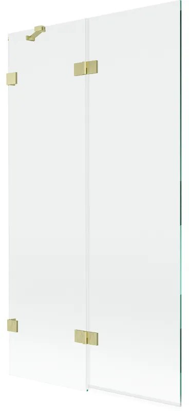 Mexen Lunar parawan nawannowy 2-skrzydłowy lewy 100 x 150 cm, transparent, złoty szczotkowany - 897-100-100-55-00-L