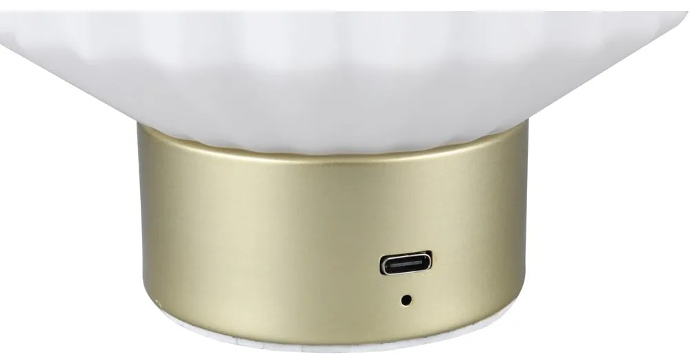 Lampa stołowa LED w biało-złotym kolorze ze ściemniaczem i szklanym kloszem (wys. 19,5 cm) Lord – Trio