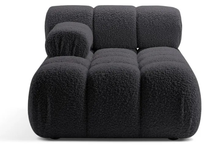 Antracytowy moduł sofy z materiału bouclé (lewostronny) Bellis – Micadoni Home