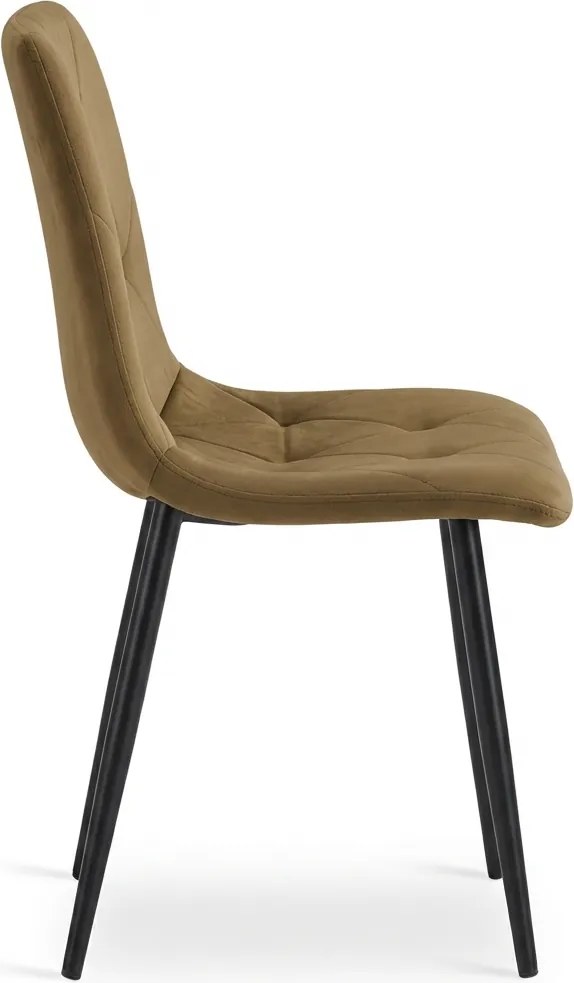 Brązowe aksamitowe krzesło LIBRA OLIVE BROWN z czarnymi nogami