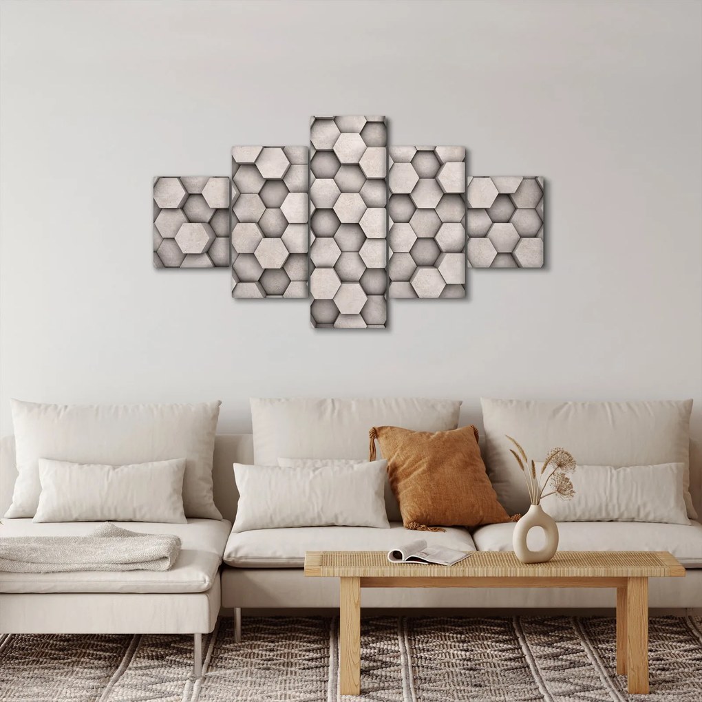Obraz - Sześciokąty w betonie (125x70 cm)