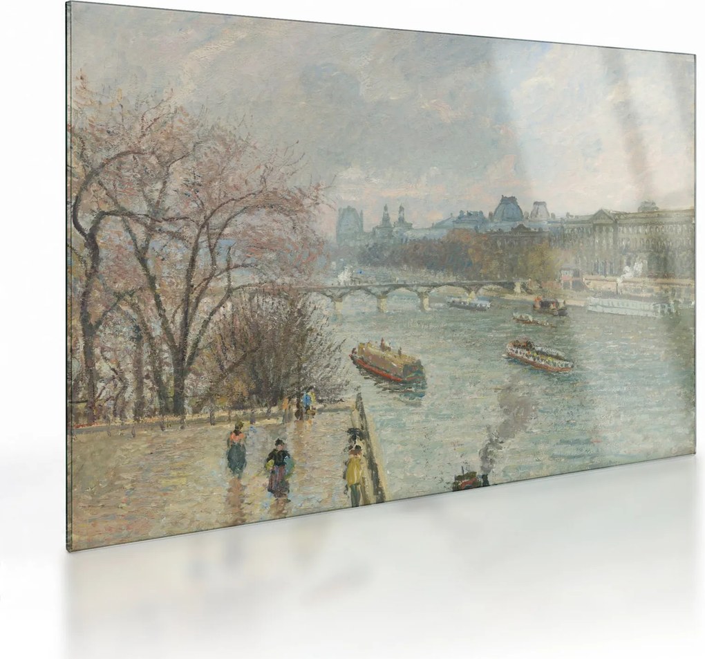 Obraz na szkle - Camille Pissarro, The Louvre, Afternoon, Rainy Weather, reprodukcje (70x50 cm)