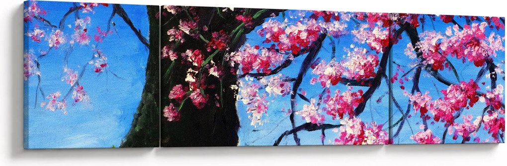 Obraz malowanego kwiatu wiśni (170x50 cm)