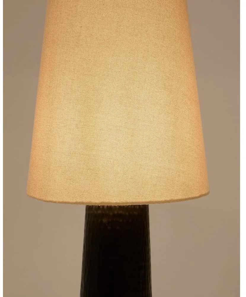 Czarno-kremowa lampa stojąca z tekstylnym kloszem (wysokość 129 cm) Senni – Kave Home