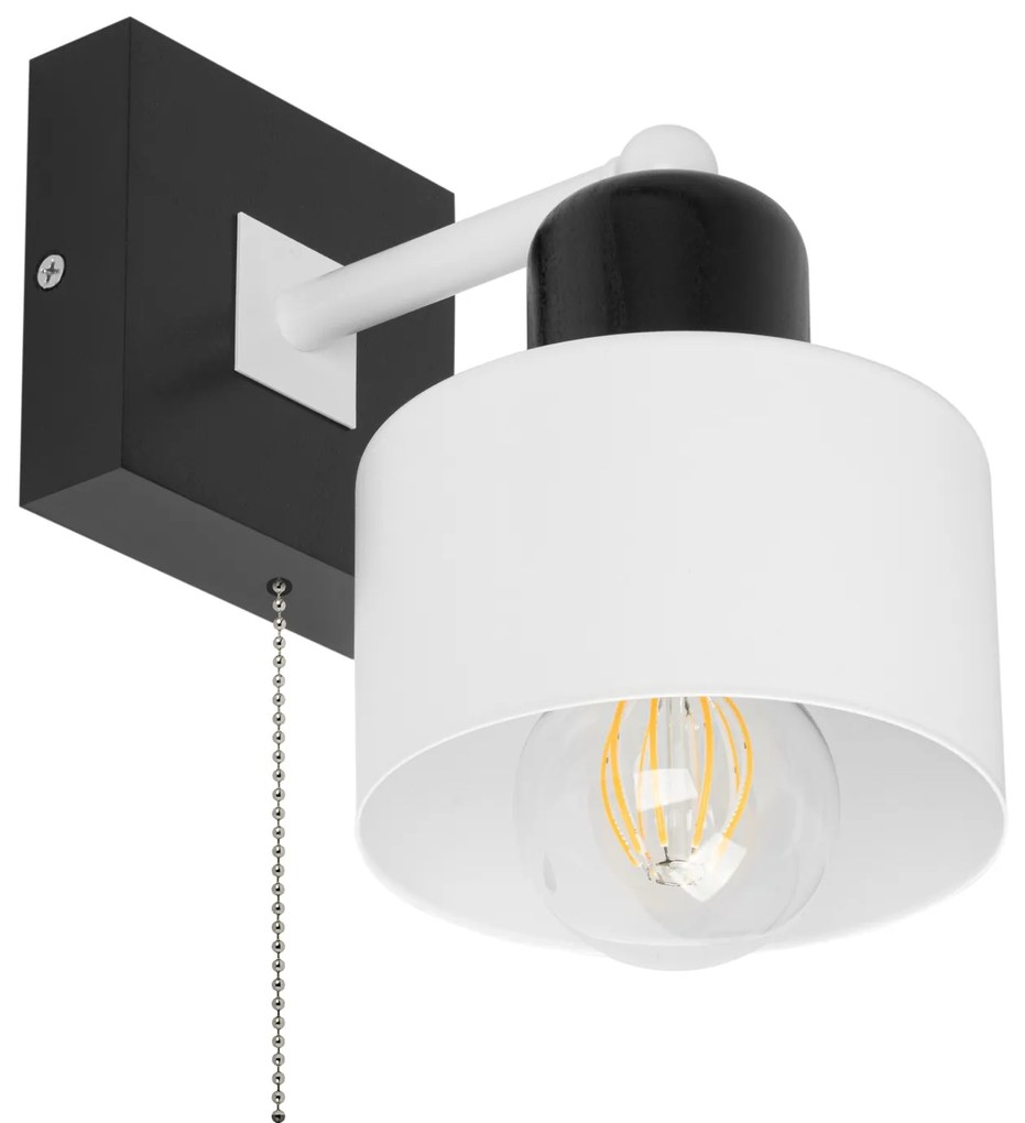 Biało-czarny kinkiet LED SHWD-WE10x10SC jednopunktowy z litego drewna