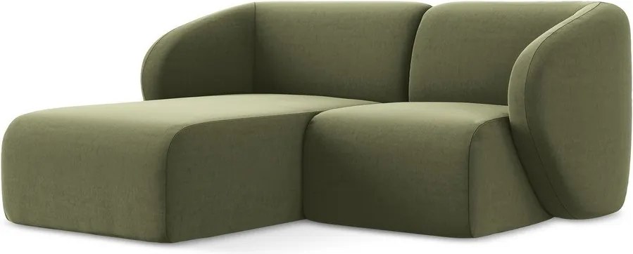 Zielony aksamitny narożnik (lewostronny/z szezlongiem) Lani – Makamii