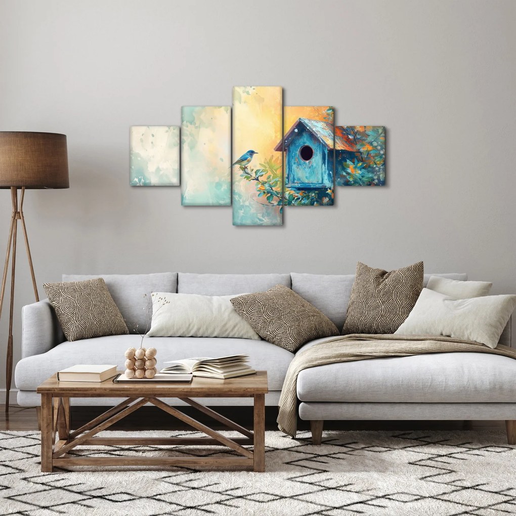 Obraz - Domek dla ptaków, akwarela (125x70 cm)