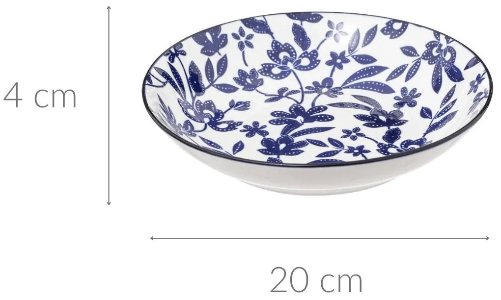 Głęboki talerz do zupy z porcelany MARIA, wzór w kwiaty, Ø 20 cm