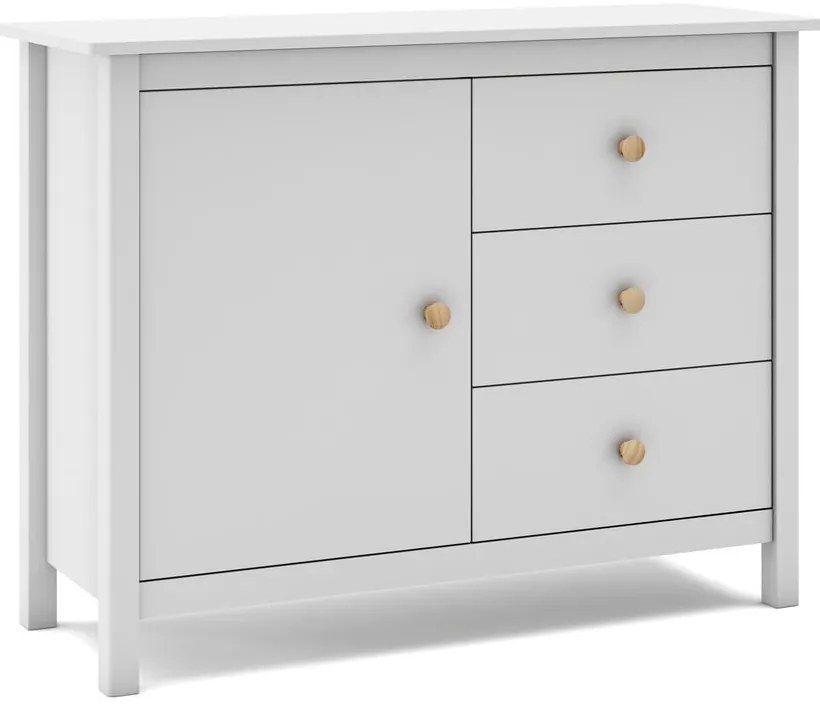 Biała niska komoda dziecięca z drewna sosnowego 90x80 cm Max – Marckeric