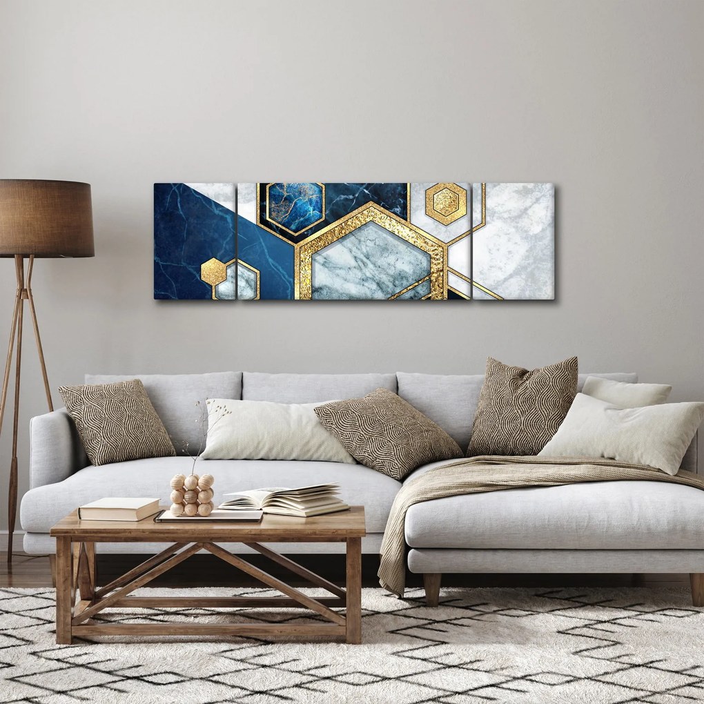 Obraz - Marmurowe sześciokąty (170x50 cm)