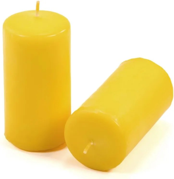 Zestaw świec filarowych, 10 cm, Ø 5 cm, żółte, 8 szt.