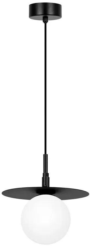 Czarna lampa wisząca szklana kula z metalowym dyskiem - 4X A692 K7-E96