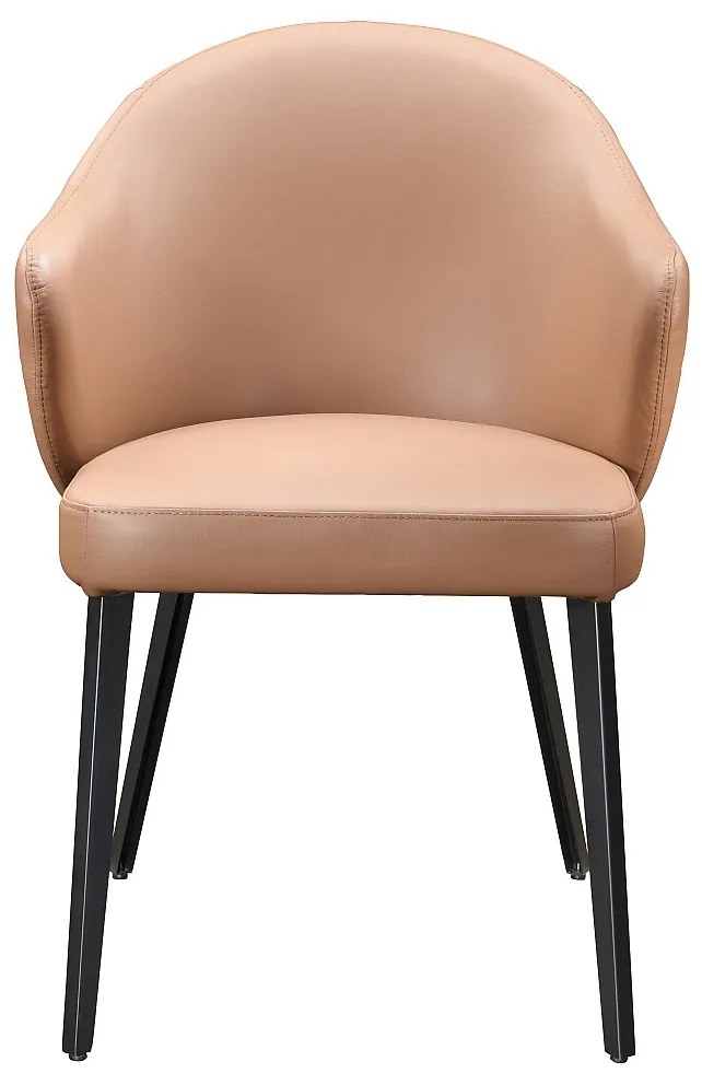 Krzesło z podłokietnikami ze skóry i stali, czarne – Camelowy – MIBELLY marki Maison Céphy