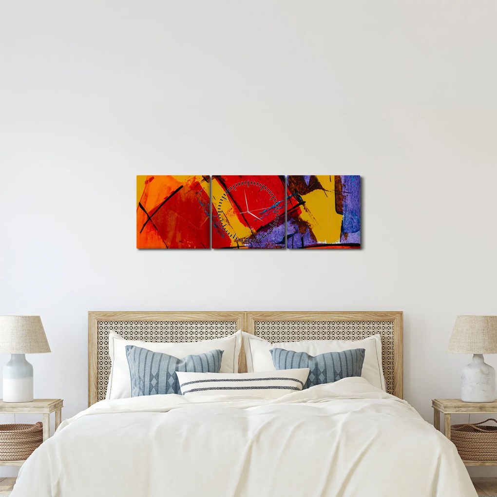 Obraz abstrakcji (z zegarem) (90x30 cm)