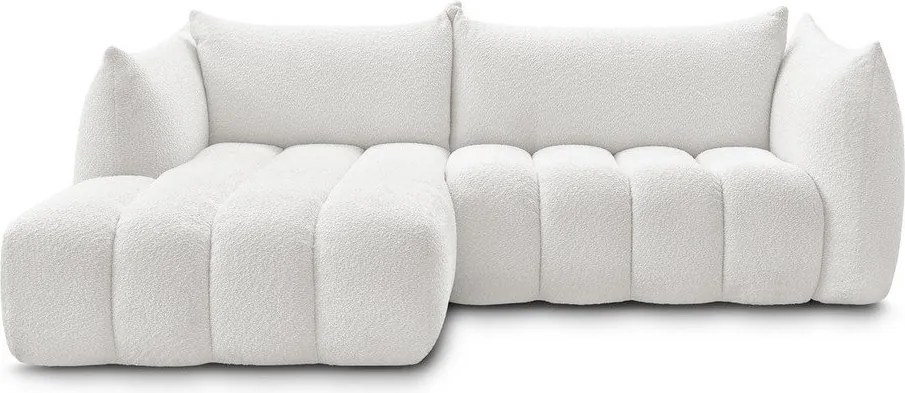 Biały narożnik z materiału bouclé (lewostronny/z szezlongiem) Azra – Bobochic Paris