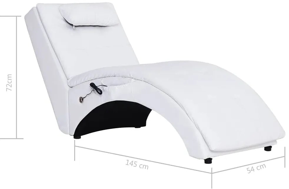 Biały masujący szezlong z ekoskóry z poduszką B0-N73
