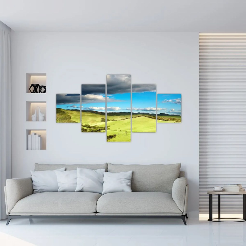 Obraz - Zielony krajobraz ze wzgórzami (125x70 cm)