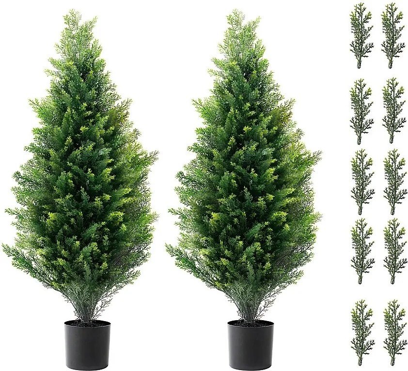 Sztuczna Roślina, SucceBuy 2 szt. 91 cm Sztuczne Cedrowe Drzewa Topiary Odporne na UV do Dekoracji Wewnątrz/Zewnątrz
