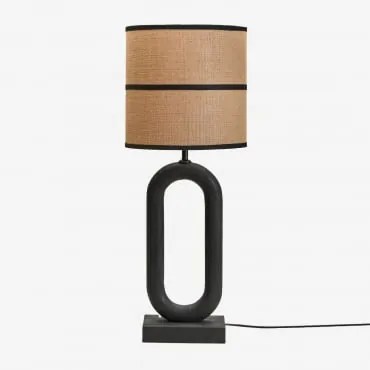 Lampa Stołowa Z Drewna Mango Tiberia Nizina Czarna & Olinda Czarny 30 Cm - Sklum
