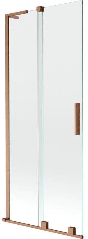 Mexen Velar L parawan nawannowy 2-skrzydłowy rozsuwany 85 x 150 cm, transparent, miedź szczotkowana - 896-085-003-01-65