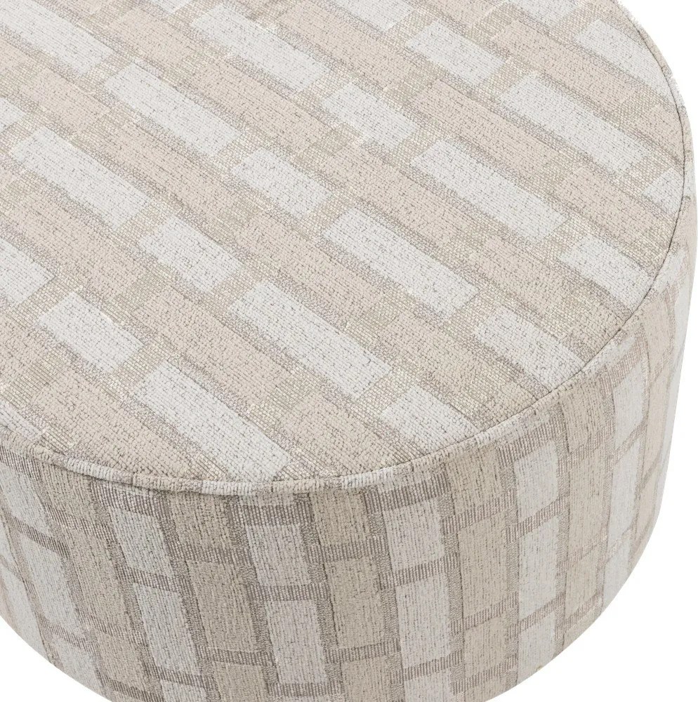 Beżowy puf z tkaniny szenilowej Sarli – WOOOD