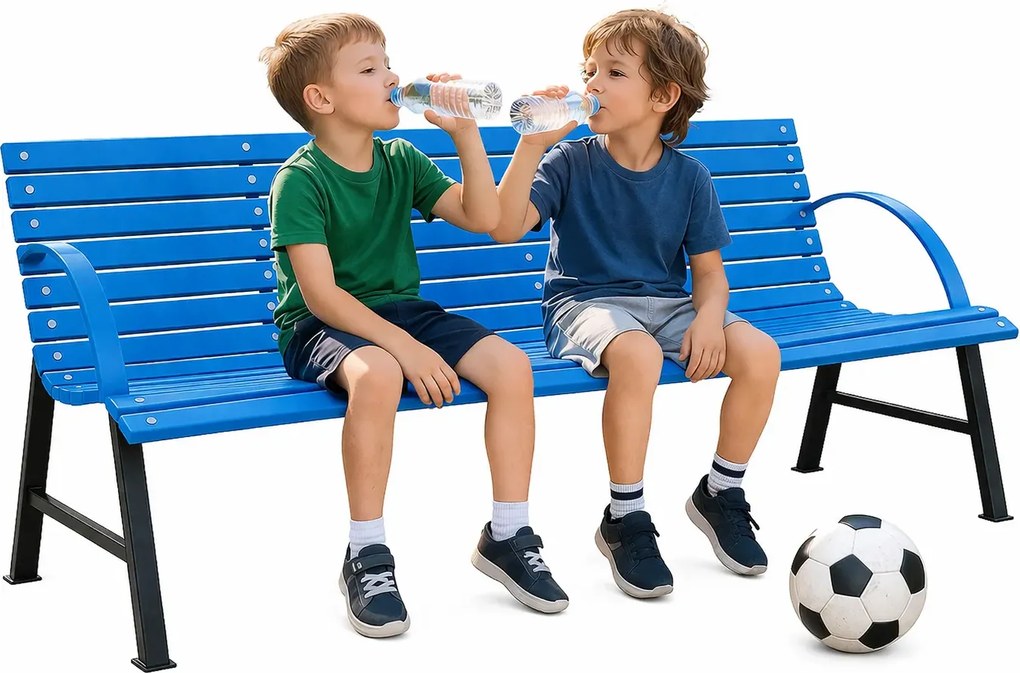 Niebieska ławka ogrodowa 160 cm L7-T70