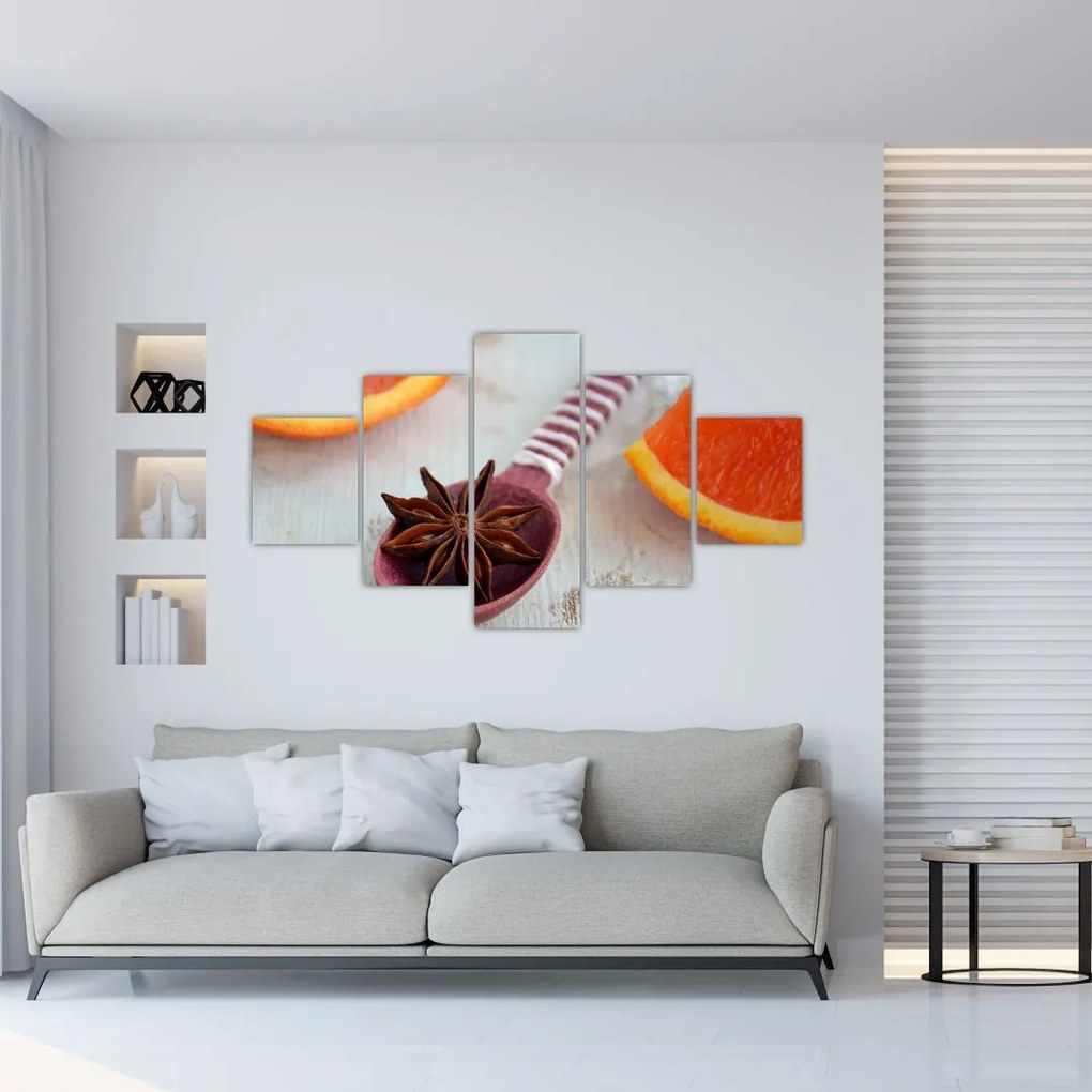 Obraz cynamonu na łyżce (125x70 cm)