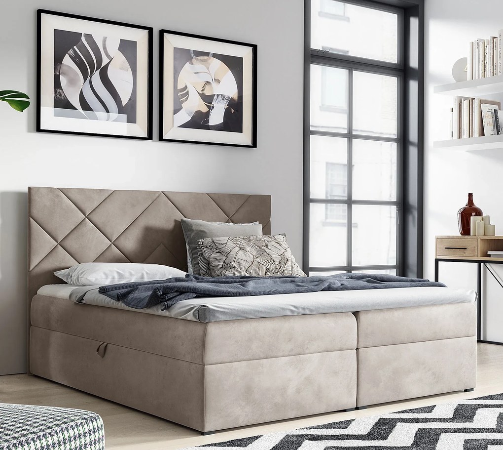 Beżowe łóżko kontynentalne 5 rozmiarów G9-N47