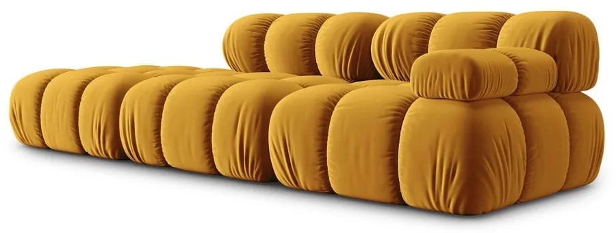 Żółta aksamitna sofa 282 cm Bellis – Micadoni Home