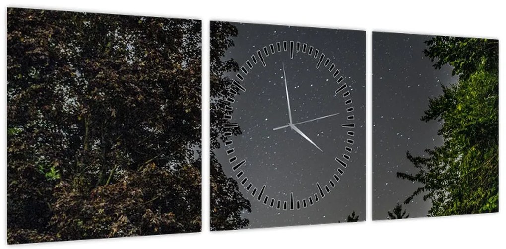 Obraz nocnego nieba (z zegarem) (90x30 cm)