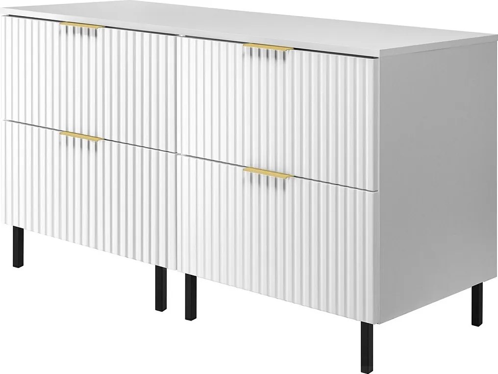 Szafka pod umywalkę, Biały, 120 (2 x 60) x 77 x 46 cm uchwyt złoty, nogi czarne + Blat