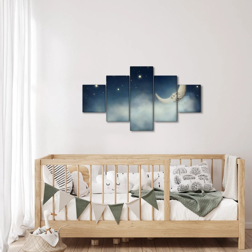Obraz - Księżyc z gwiazdami (125x70 cm)